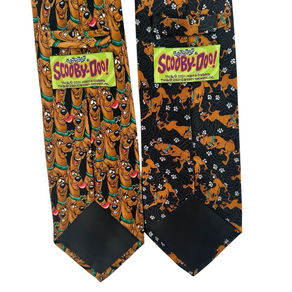 Vintage Scooby-Doo 2001 Cartoon Network Hanna-Barbera Silk Necktie Lot 2pc